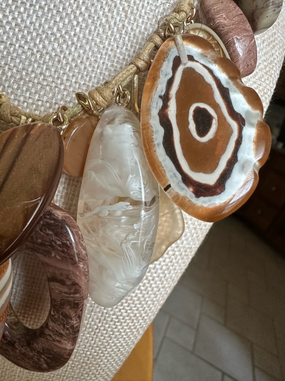 Chico's Multi-Stone Pendant Necklace in Beige, Cream and Brown - Picture 3 of 10